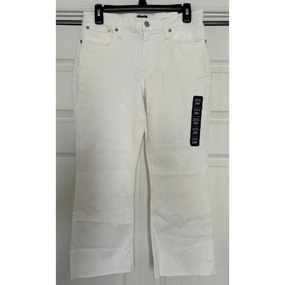 J.CREW Mid-Rise Flare Crop Signature Stretch White Jeans - Picture 1 of 16